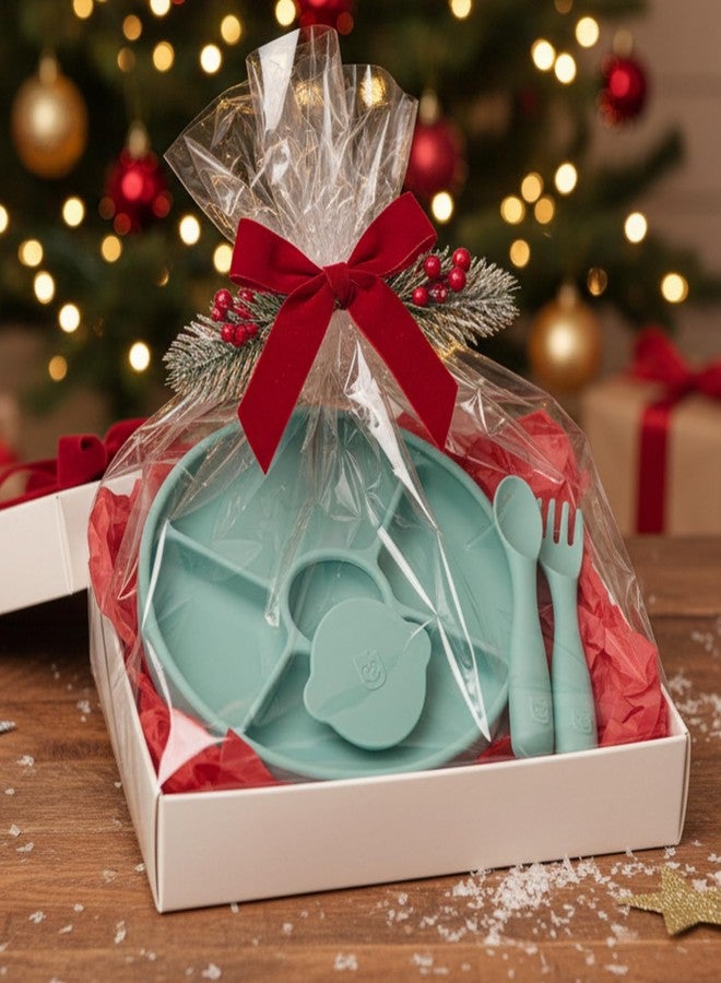 TalkTools Bitsy Silicone Baby Suction Plate with Locking Lid – Divided Plate for Toddlers Learning to Self-Feed – Non-Slip, BPA-Free, Microwave + Dishwasher Safe Baby Mealtime Plate (Sage) - Image 2